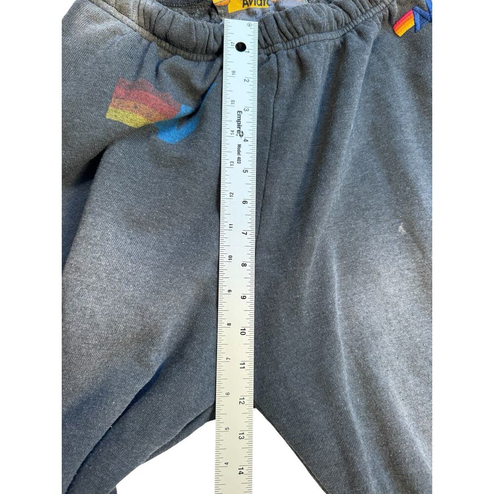 Aviator Nation Sweatpants Mens M Gray Rainbow Logo Distressed Vintage Wash USA - Picture 9 of 10